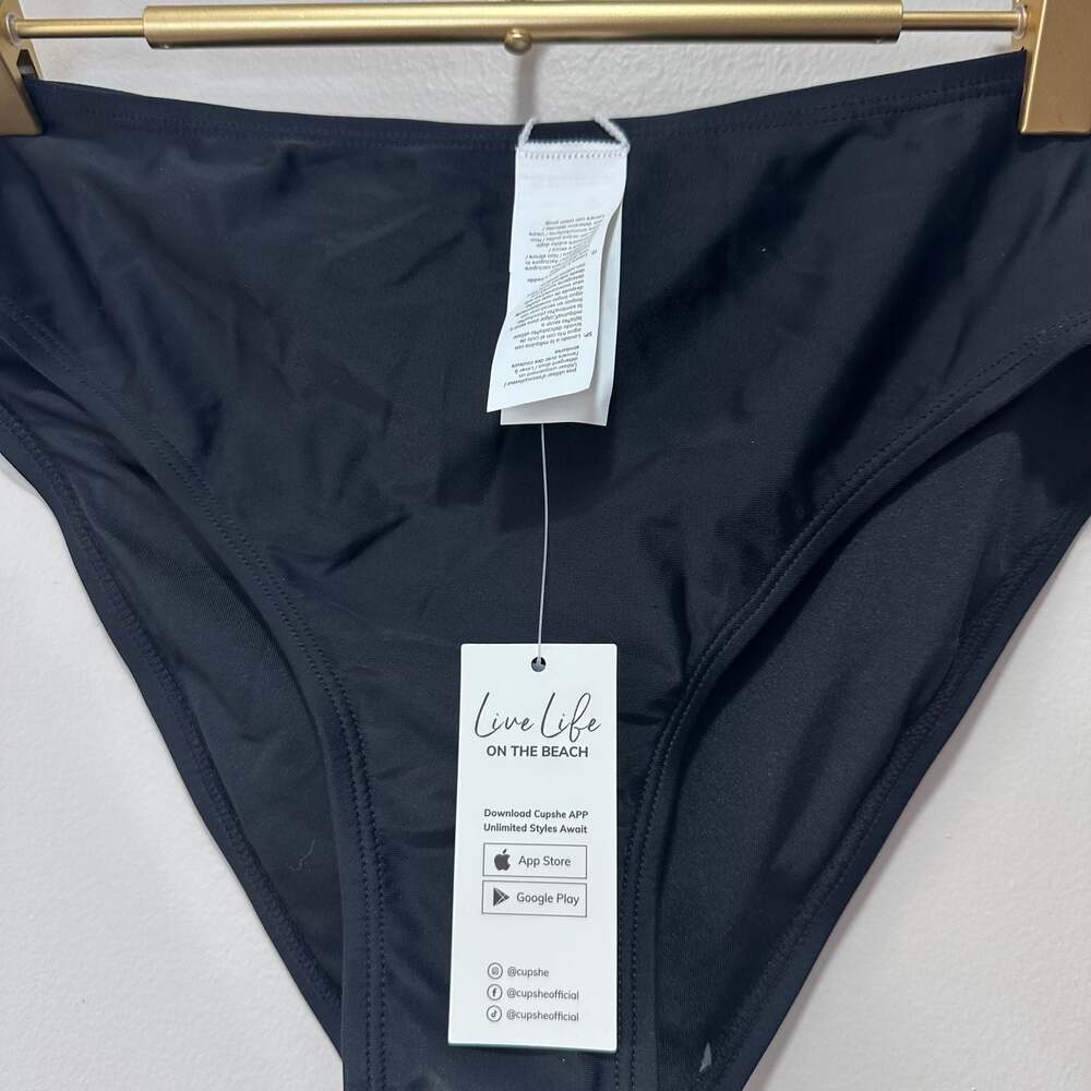 NWT Cupshe Black High Waist Bikini Bottom - Picture 2 of 4